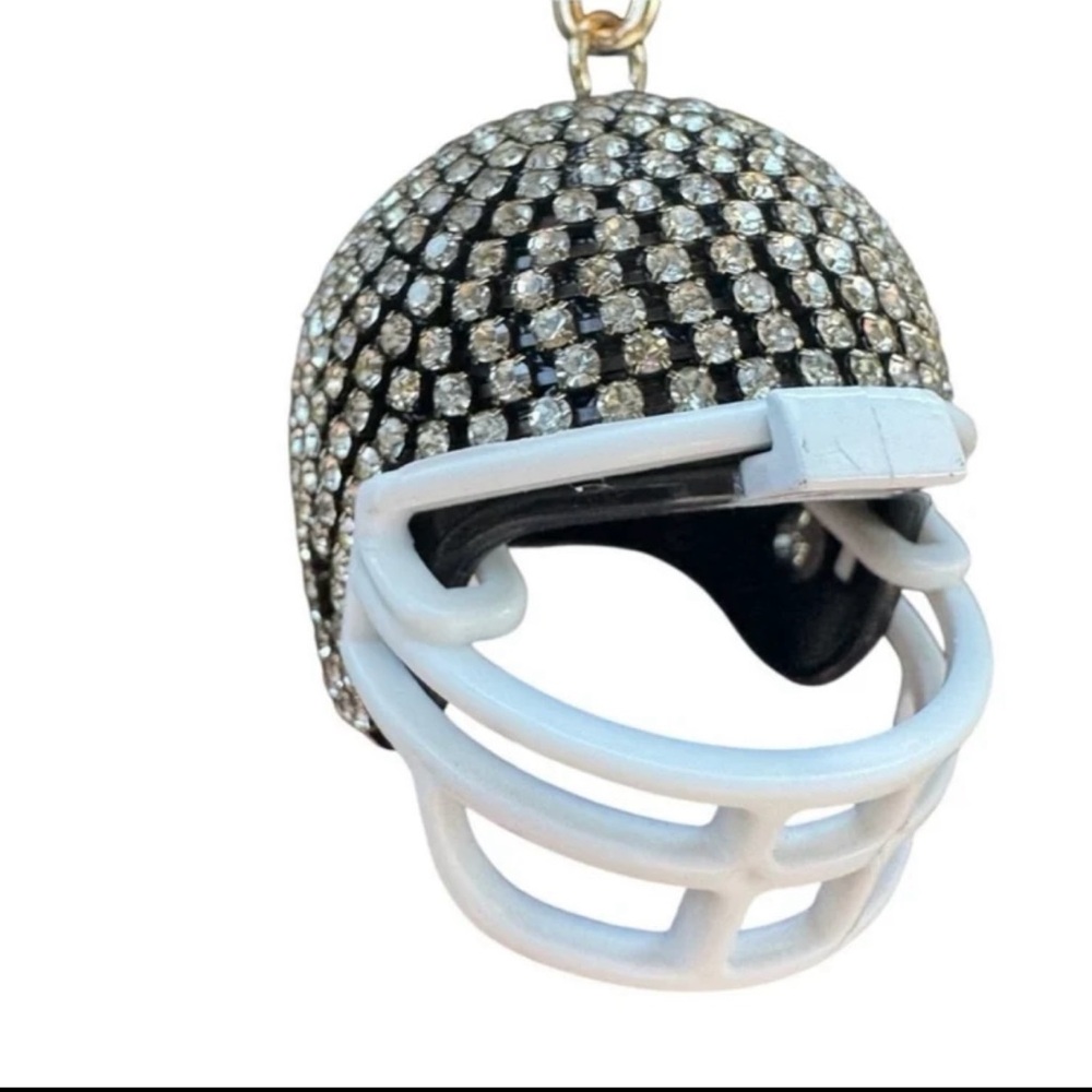 Anthropologie Football Theme Bag Charm - Black/White, Crystal -NWT